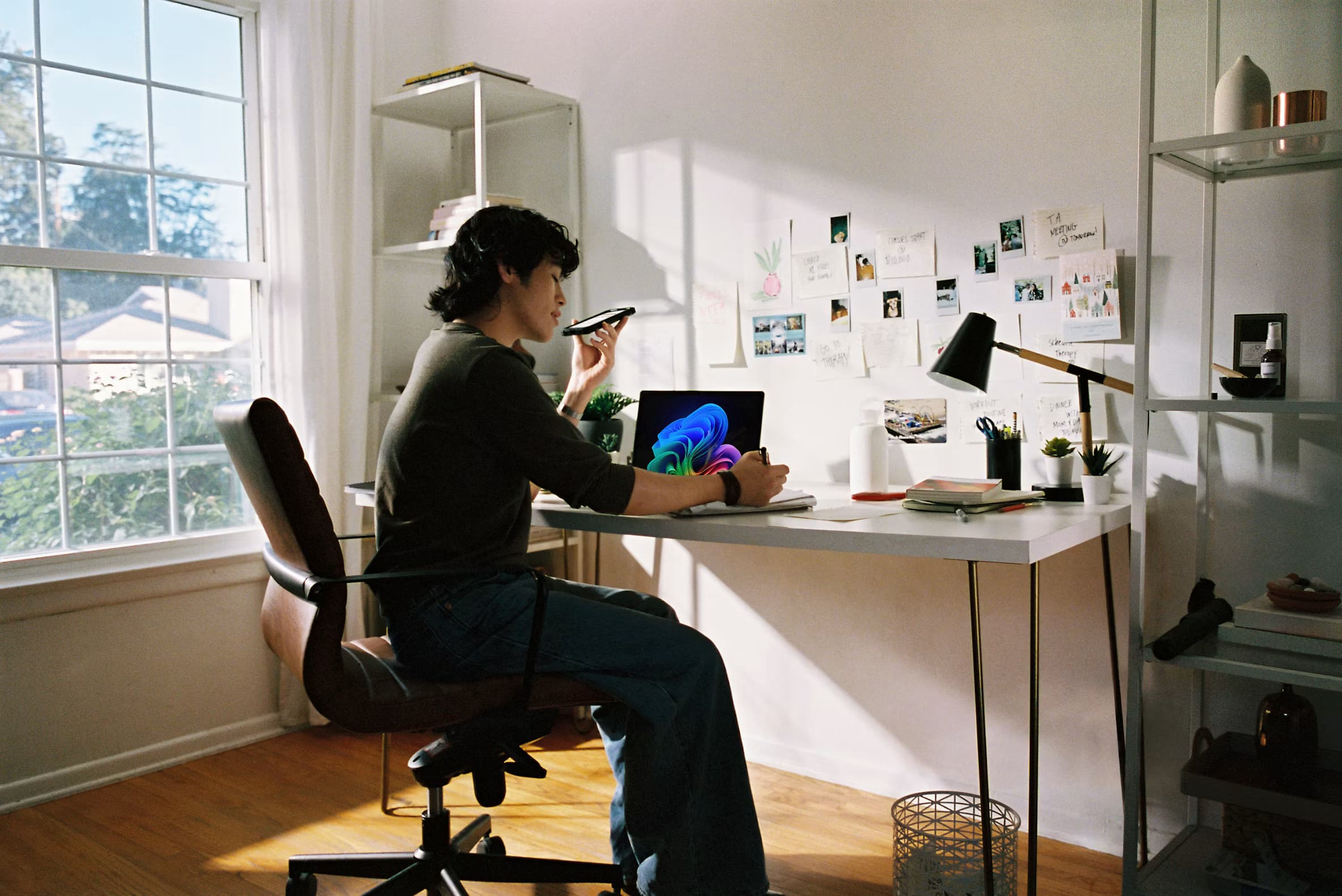 A bright desk in the long summer days